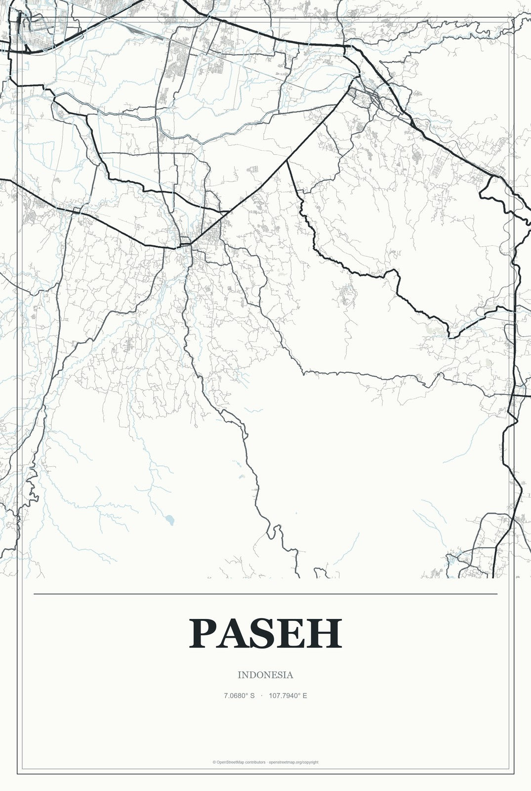 Paseh, Indonesia City Map Aluminum Sign in Gallery Air style
