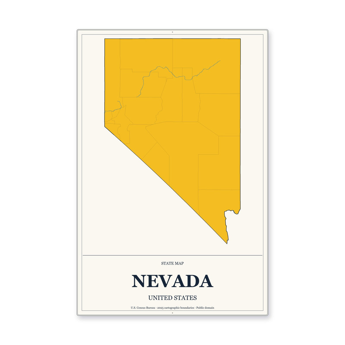 Nevada state map aluminum sign in Citrine Modern style