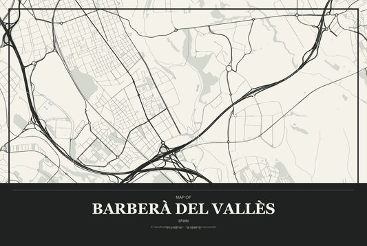 Barberà del Vallès, Spain City Map Aluminum Sign in Museum Plaque style