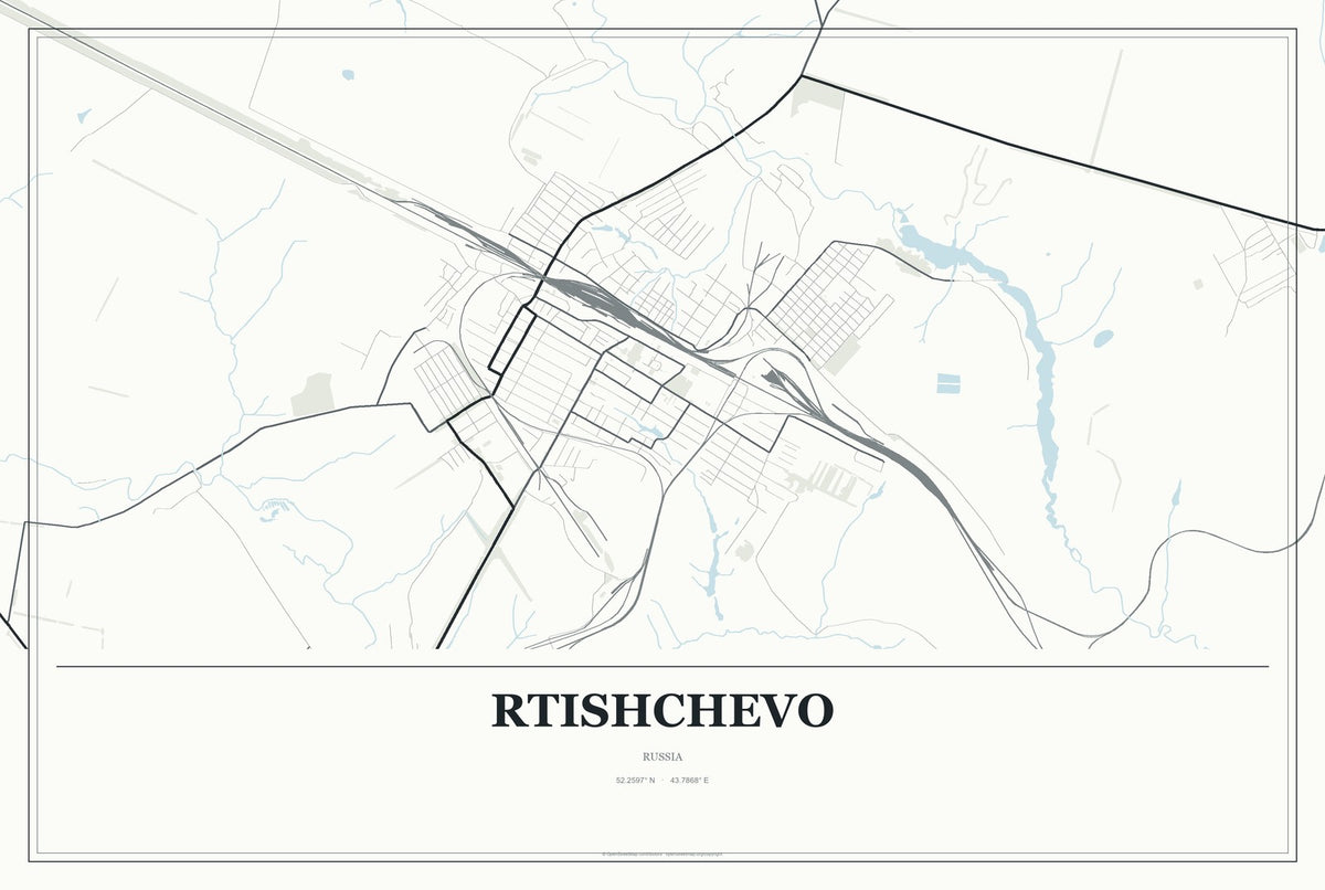 Rtishchevo, Russia City Map Aluminum Sign in Gallery Air style