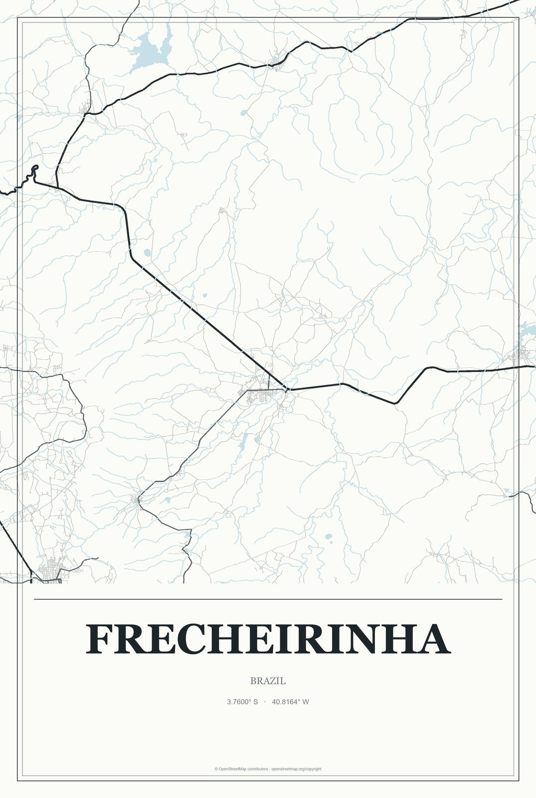 Frecheirinha, Brazil City Map Aluminum Sign in Gallery Air style