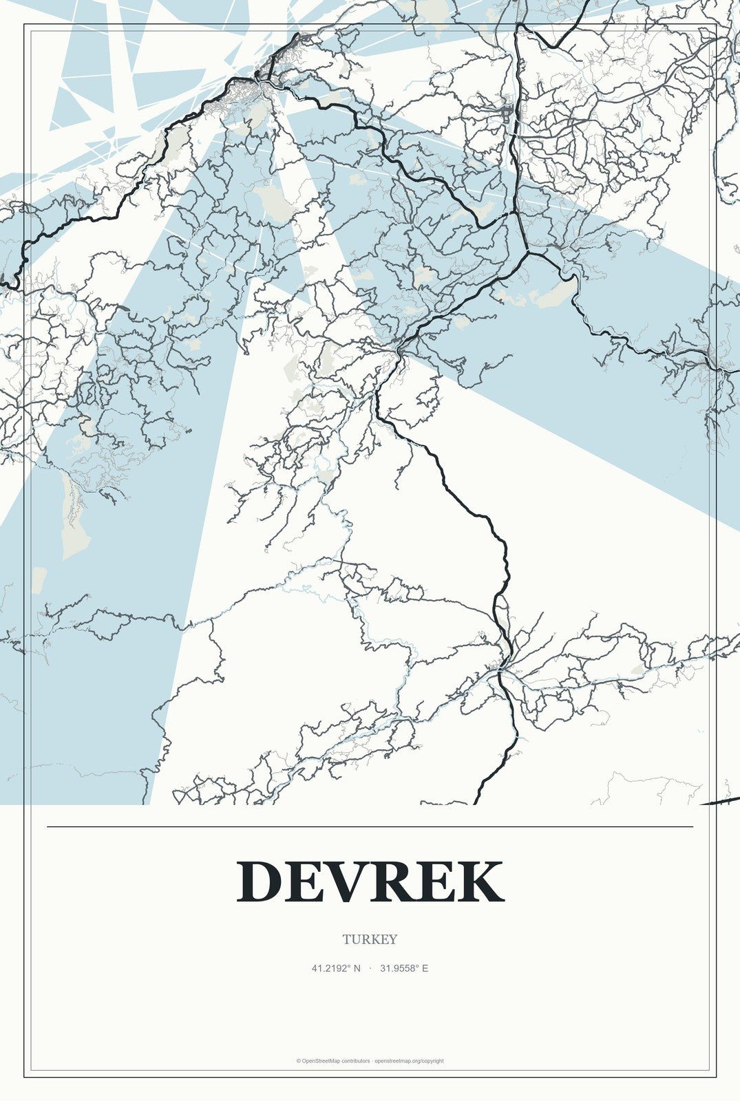 Devrek, Turkey City Map Aluminum Sign in Gallery Air style
