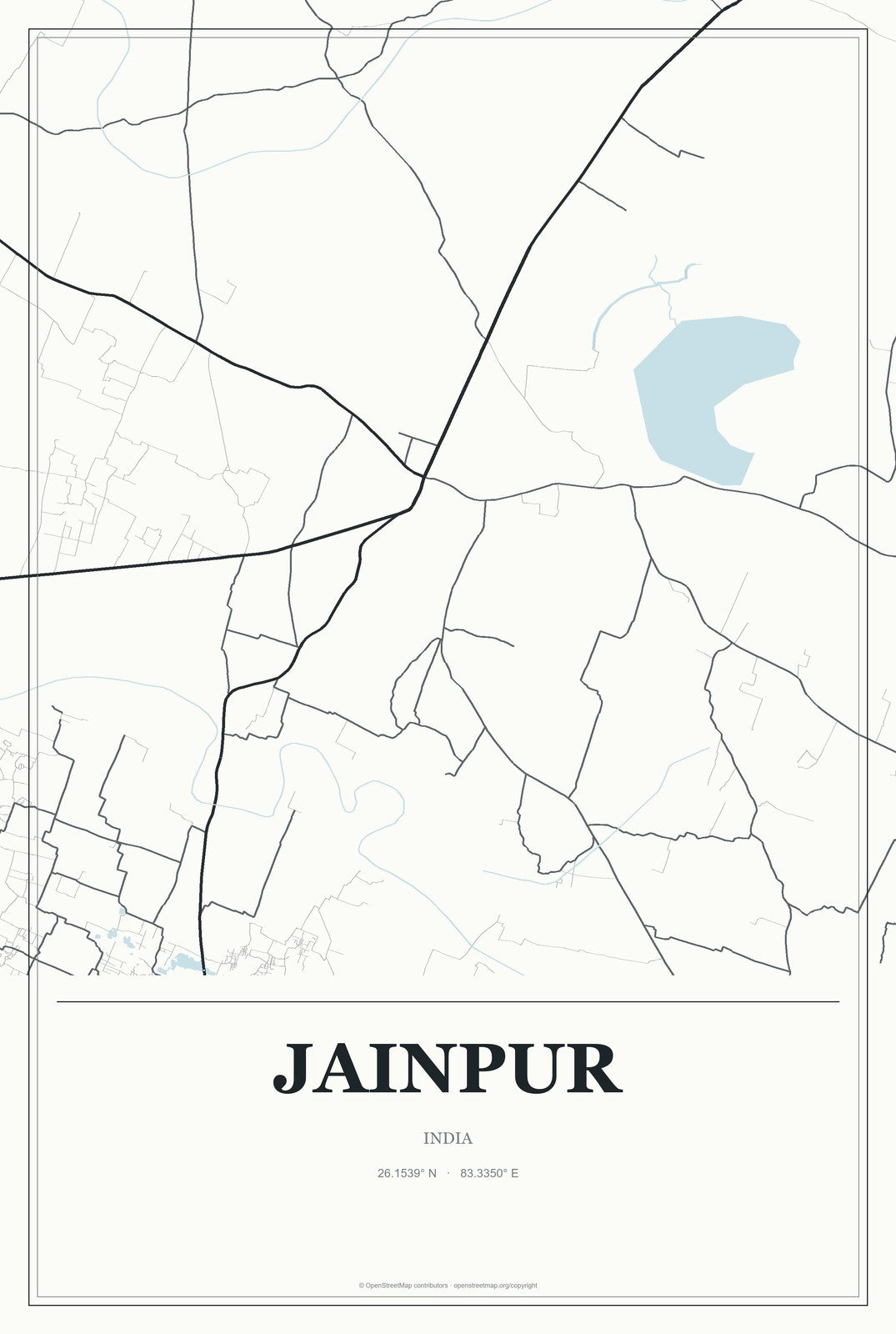 Jainpur, India City Map Aluminum Sign in Gallery Air style