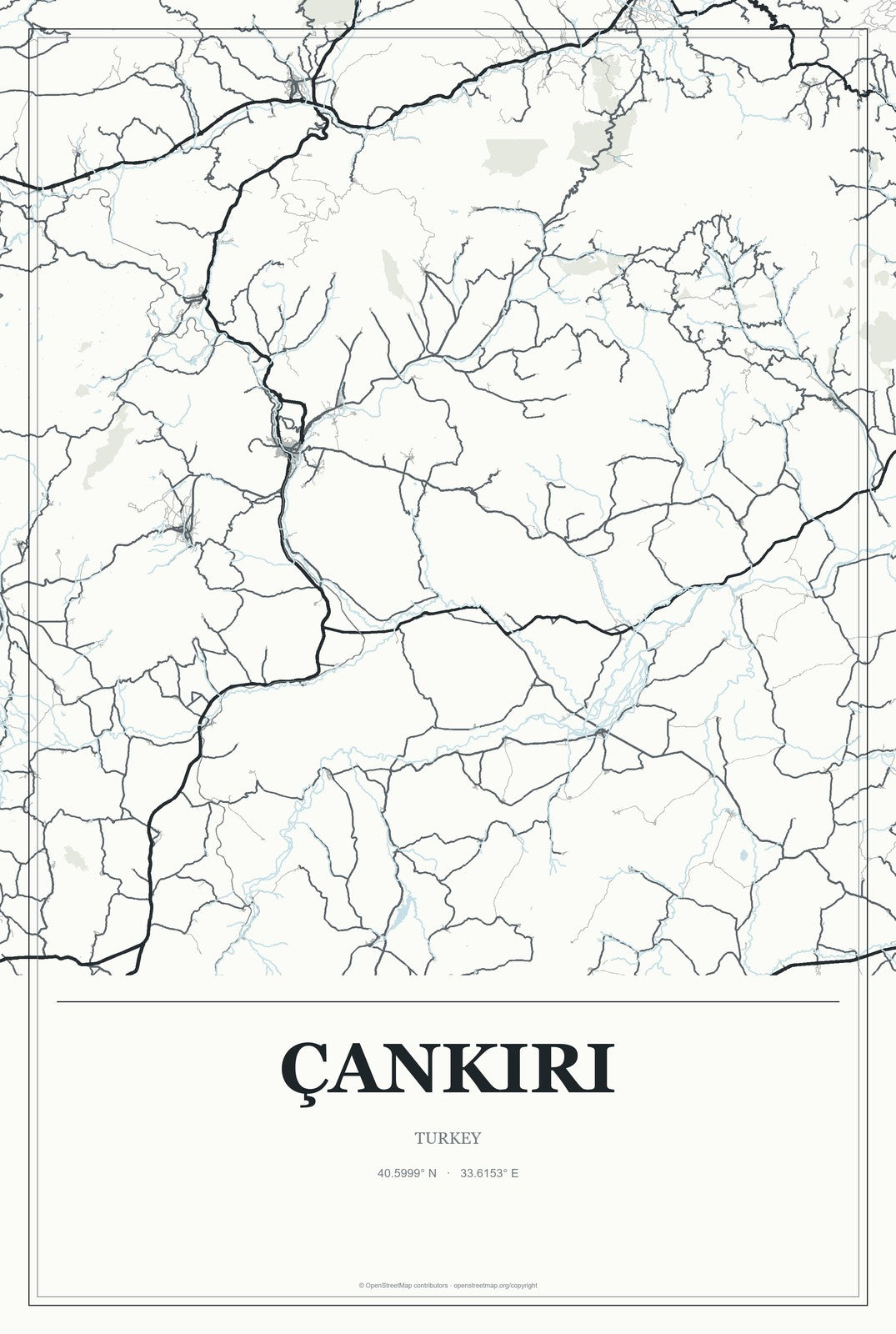 Çankırı, Turkey City Map Aluminum Sign in Gallery Air style