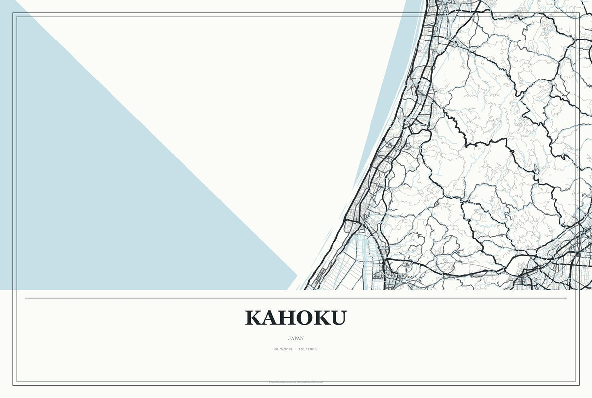Kahoku, Japan City Map Aluminum Sign in Gallery Air style