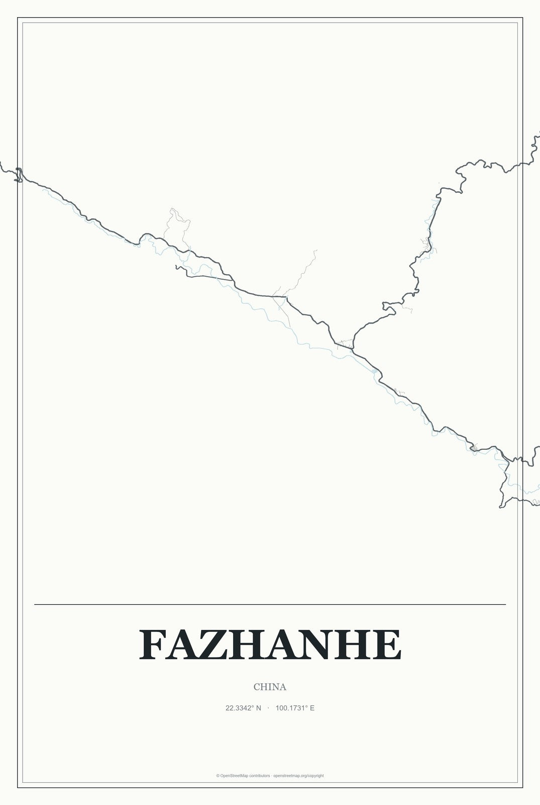 Fazhanhe, China City Map Aluminum Sign in Gallery Air style