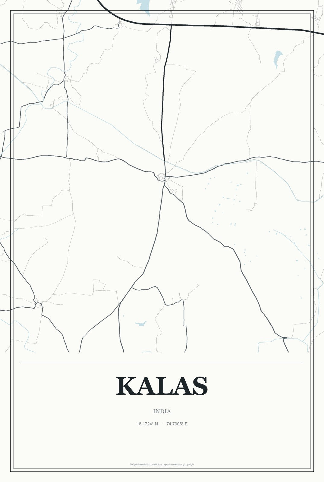 Kalas, India City Map Aluminum Sign in Gallery Air style