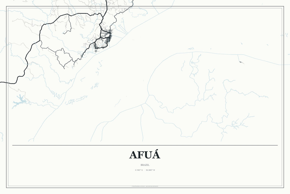 Afuá, Brazil City Map Aluminum Sign in Gallery Air style