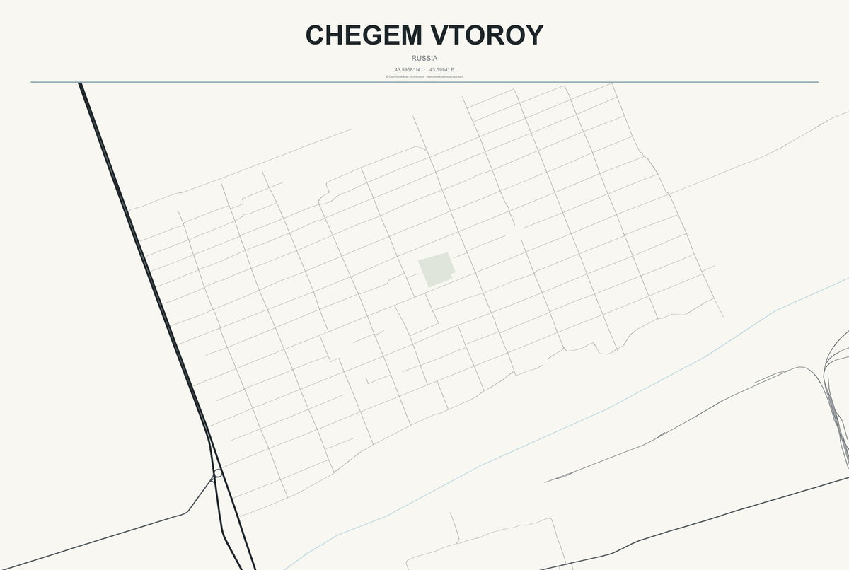 Chegem Vtoroy, Russia City Map Aluminum Sign in Headline Atlas style