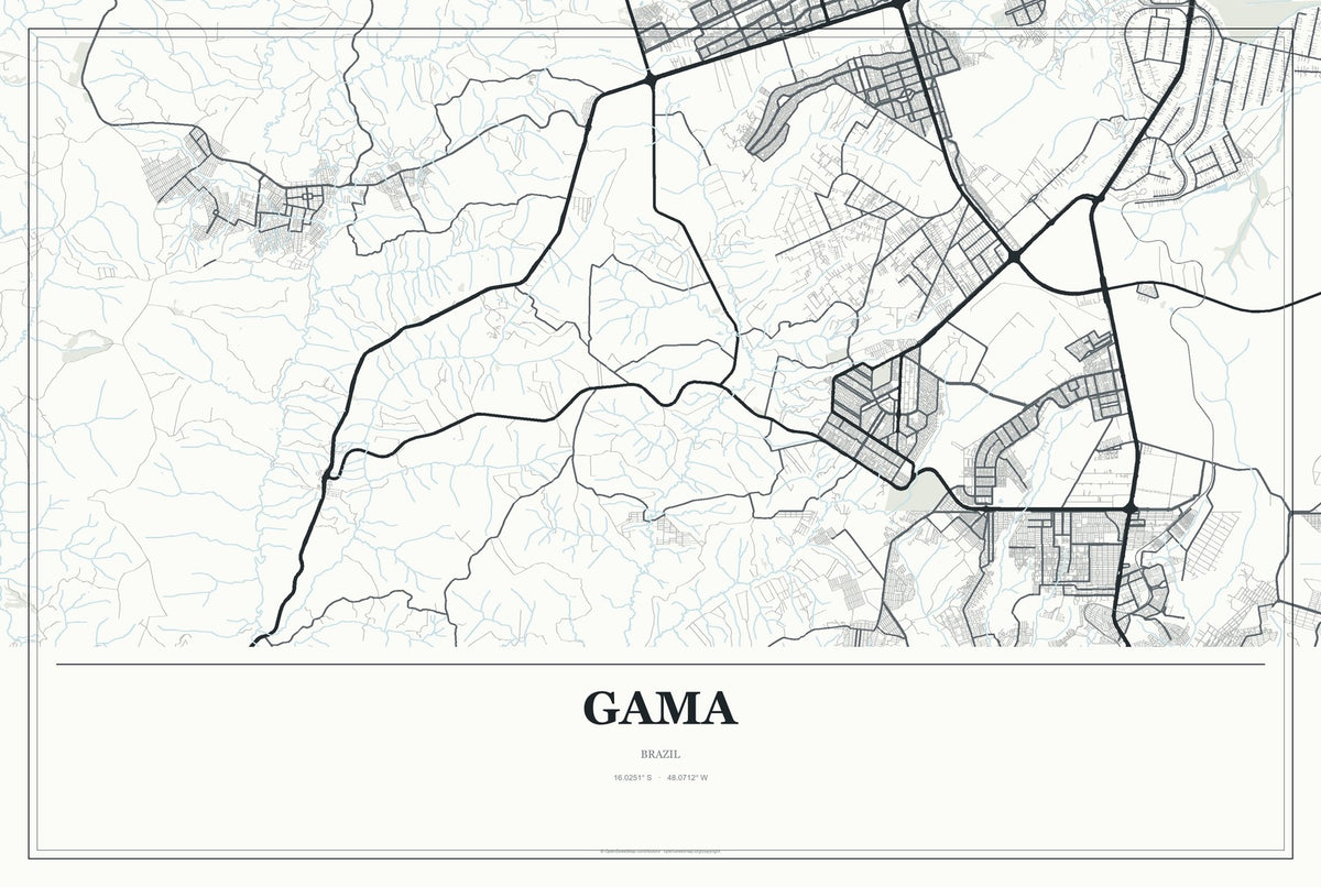 Gama, Brazil City Map Aluminum Sign in Gallery Air style