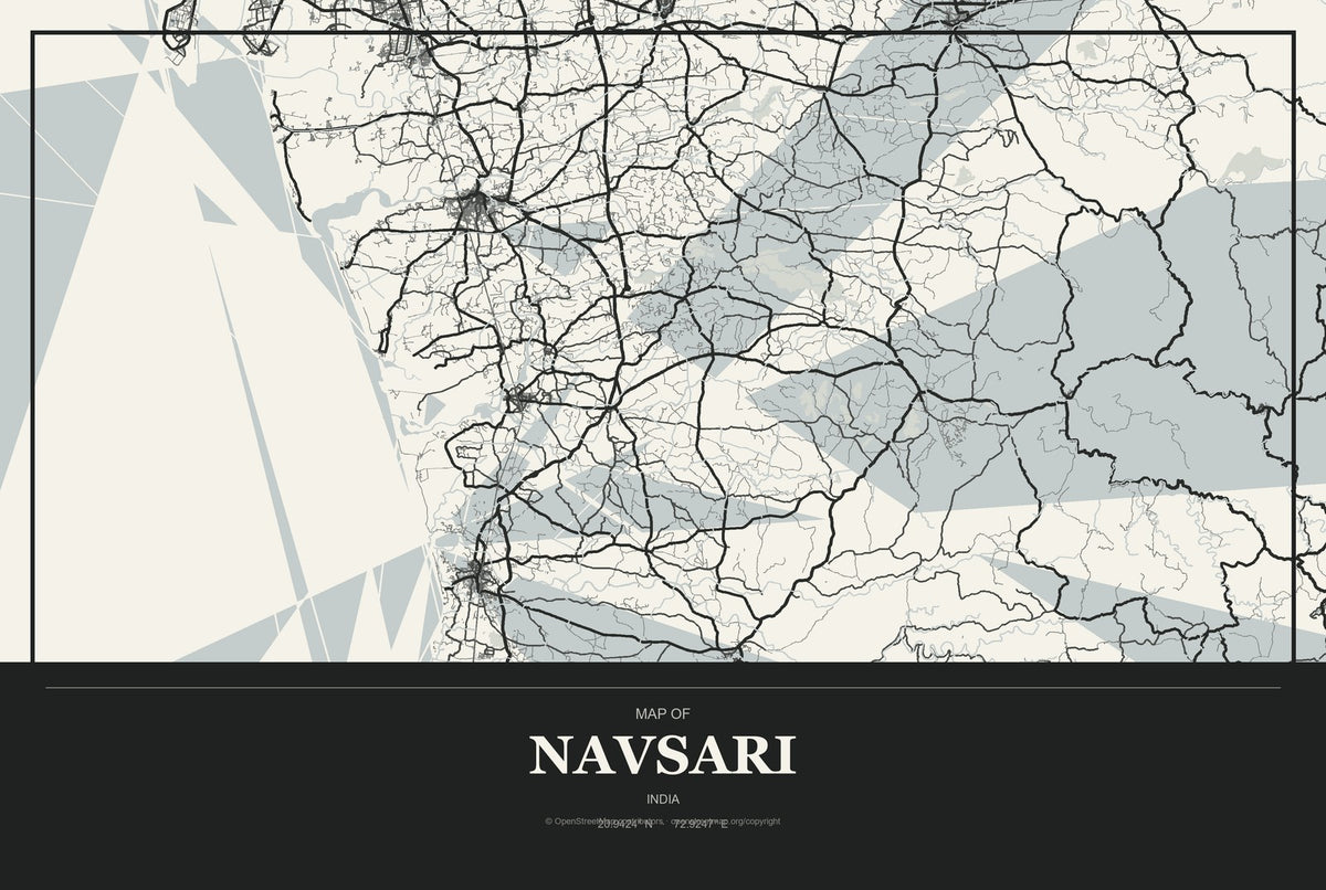 Navsari, India City Map Aluminum Sign in Museum Plaque style