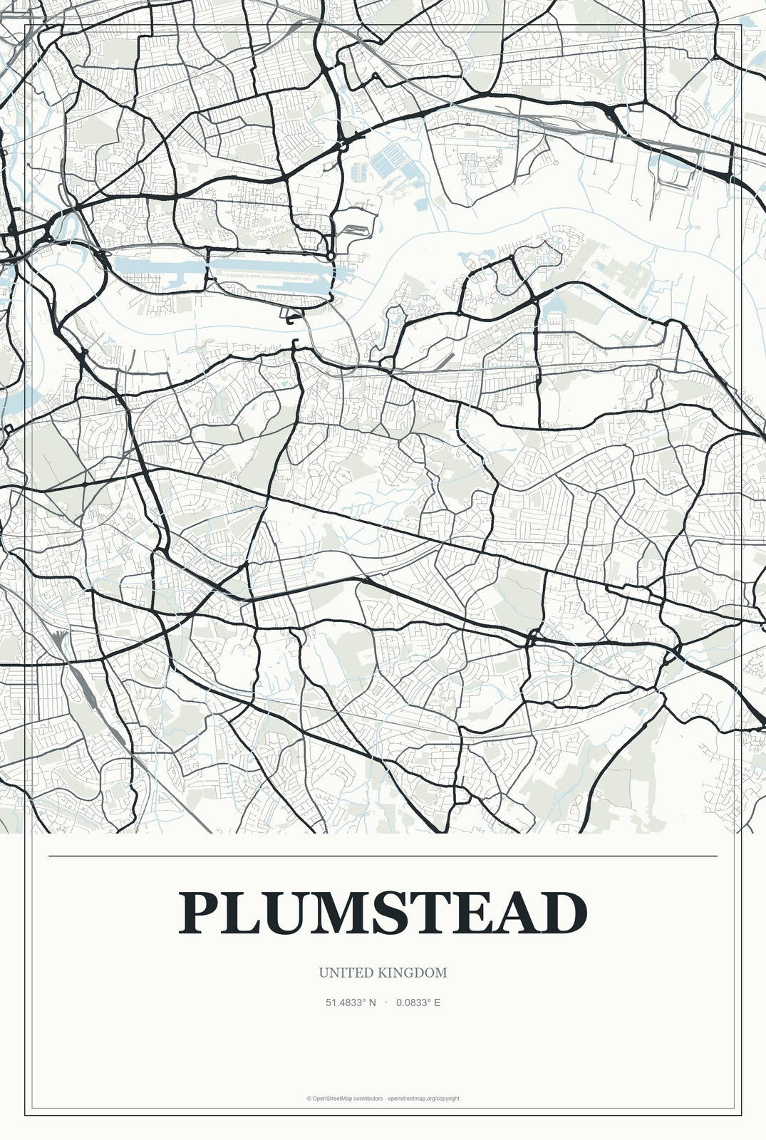 Plumstead, United Kingdom City Map Aluminum Sign in Gallery Air style