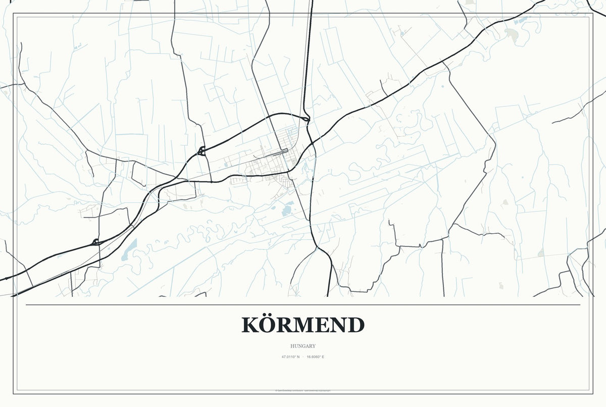 Körmend, Hungary City Map Aluminum Sign in Gallery Air style