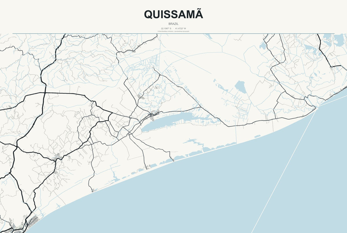 Quissamã, Brazil City Map Aluminum Sign in Headline Atlas style
