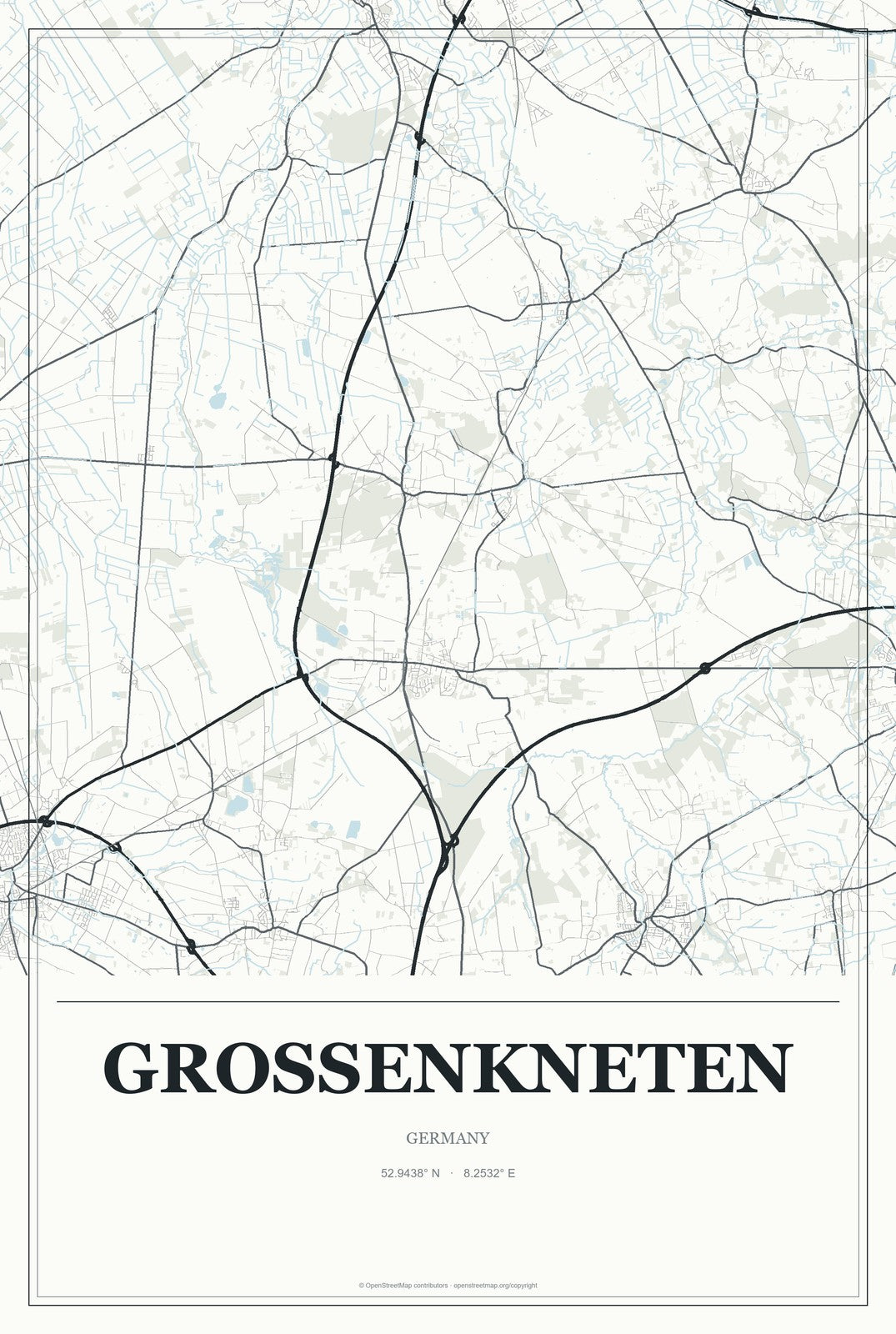 Großenkneten, Germany City Map Aluminum Sign in Gallery Air style