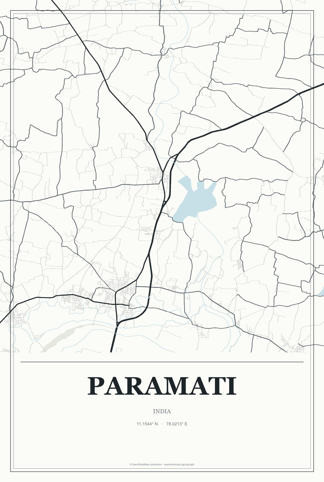 Paramati, India City Map Aluminum Sign in Gallery Air style