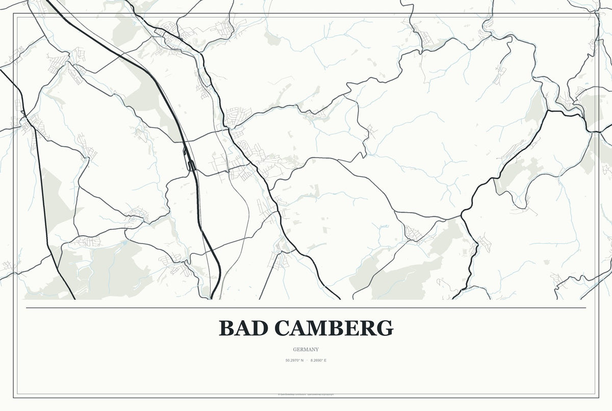 Bad Camberg, Germany City Map Aluminum Sign in Gallery Air style