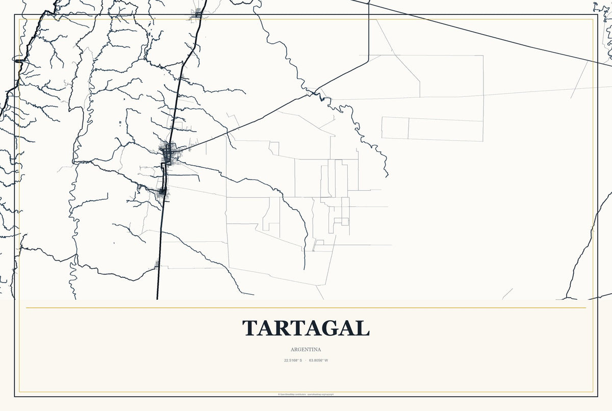Tartagal, Argentina City Map Aluminum Sign in Citrine Modern style
