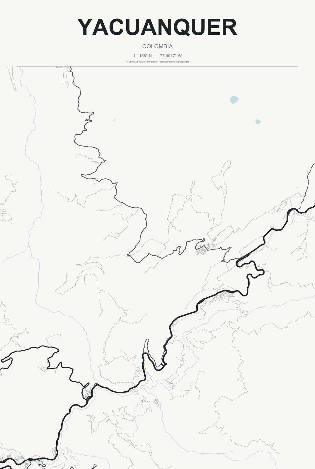 Yacuanquer, Colombia City Map Aluminum Sign in Headline Atlas style