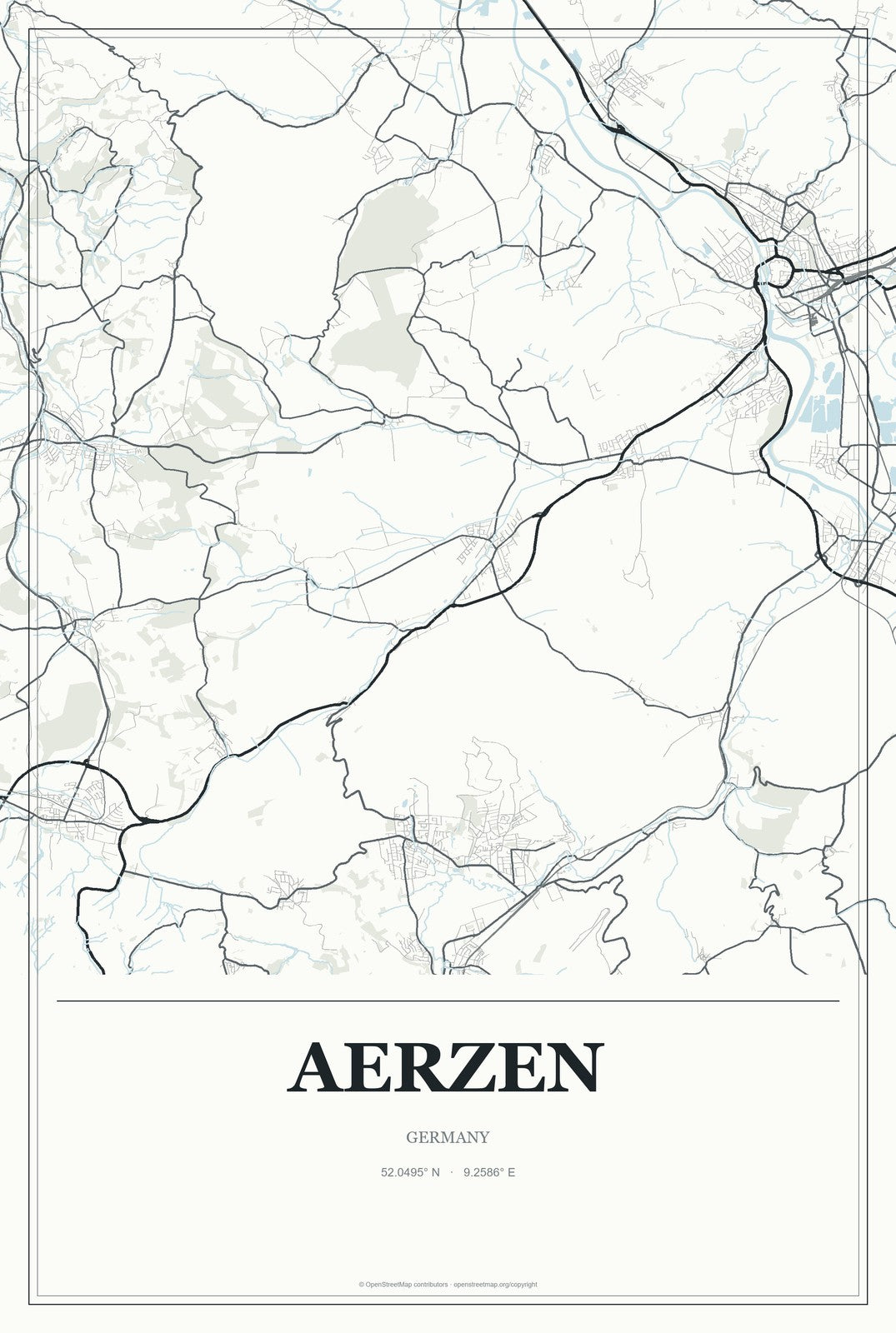 Aerzen, Germany City Map Aluminum Sign in Gallery Air style