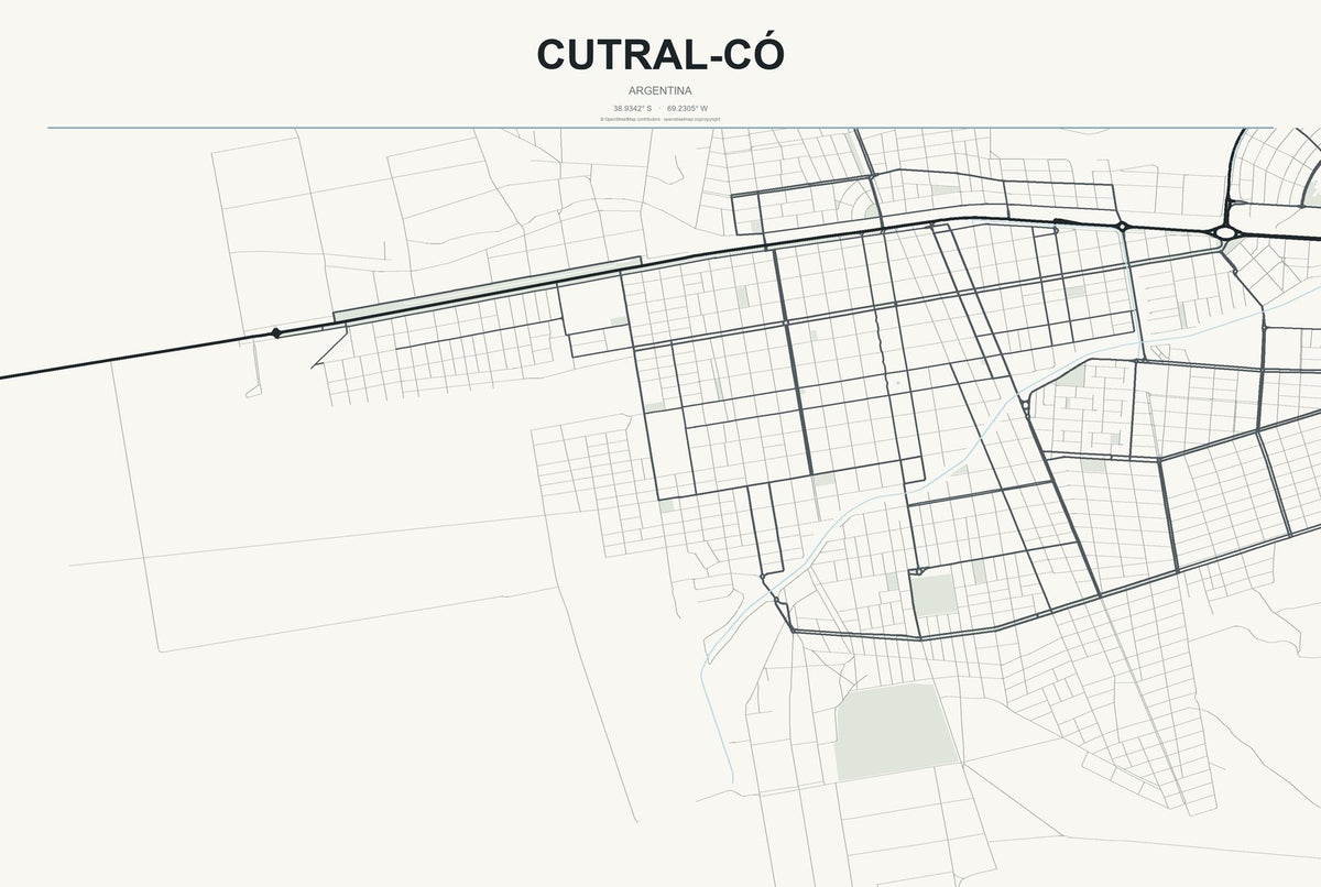 Cutral-Có, Argentina City Map Aluminum Sign in Headline Atlas style