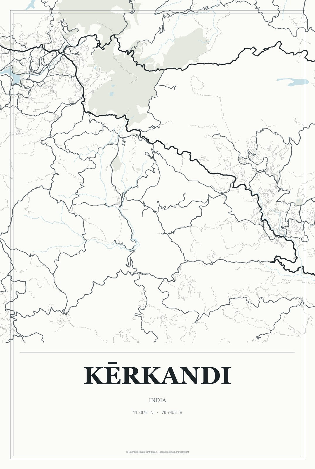 Kērkandi, India City Map Aluminum Sign in Gallery Air style