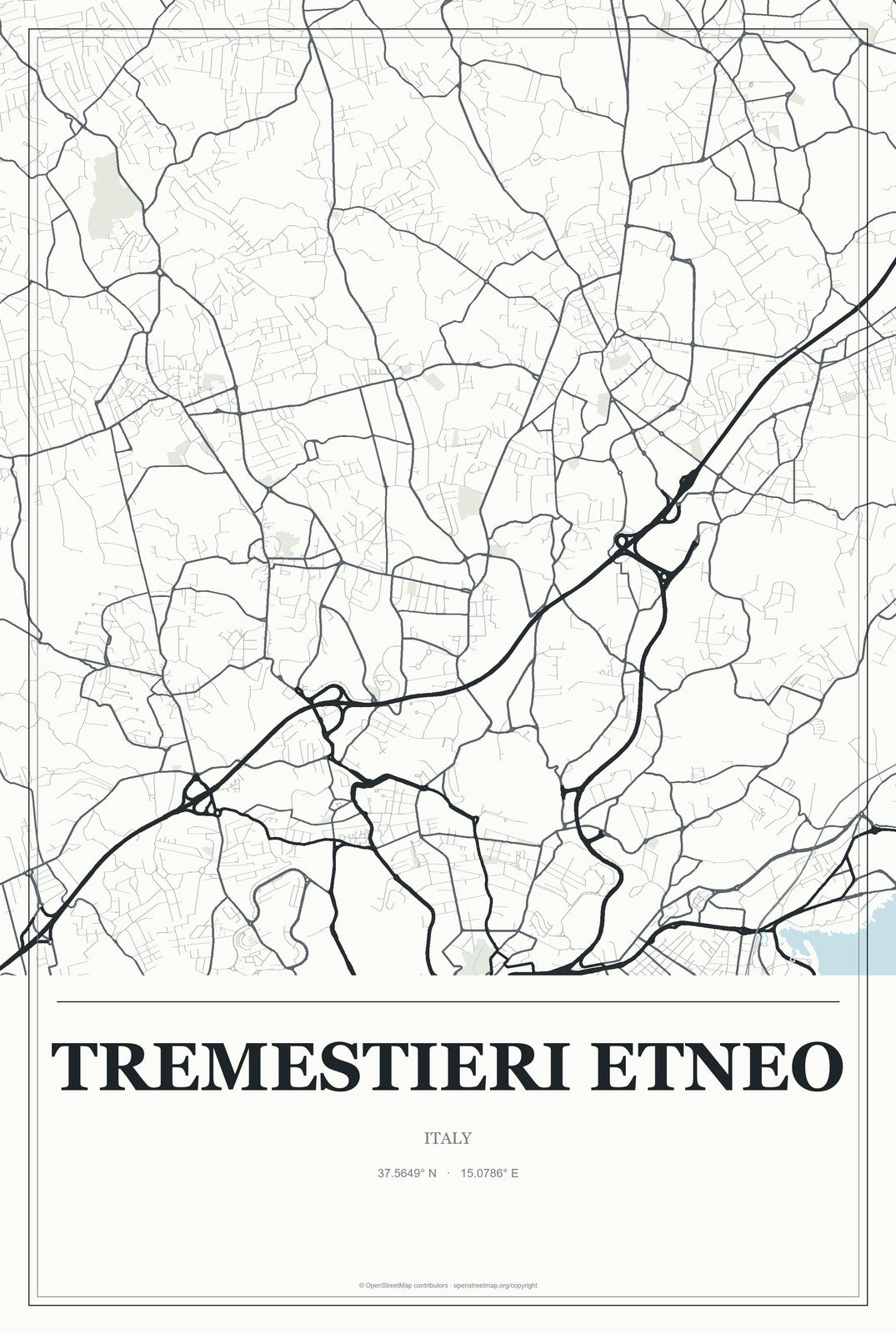 Tremestieri Etneo, Italy City Map Aluminum Sign in Gallery Air style