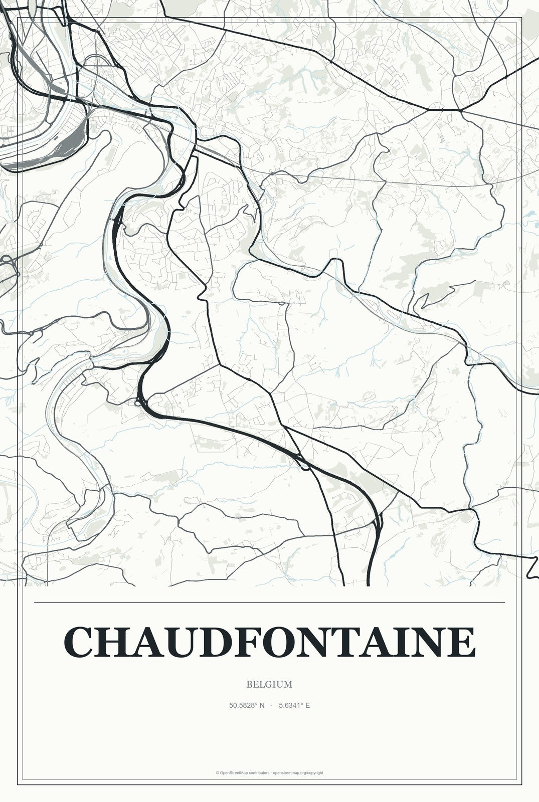 Chaudfontaine, Belgium City Map Aluminum Sign in Gallery Air style