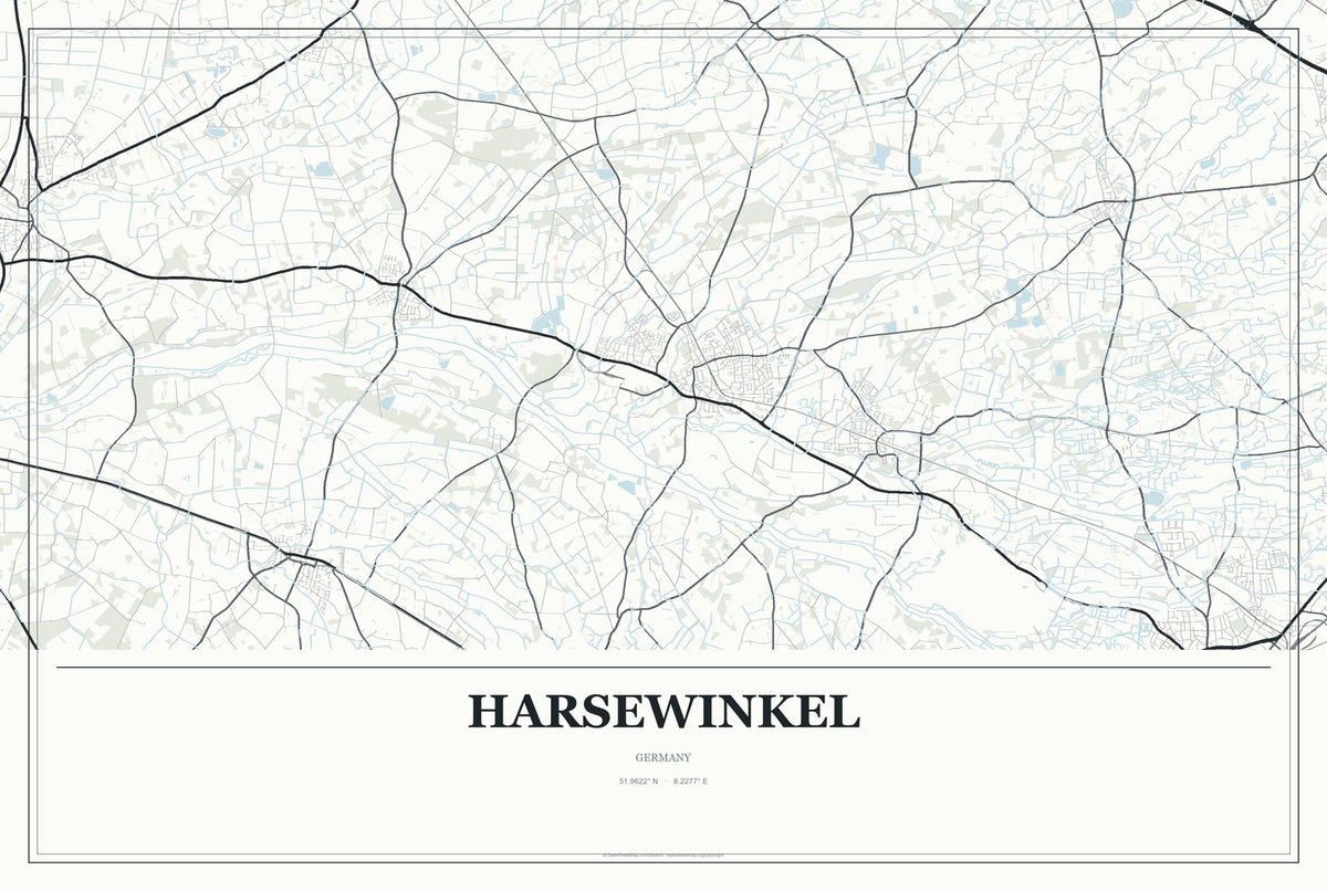 Harsewinkel, Germany City Map Aluminum Sign in Gallery Air style