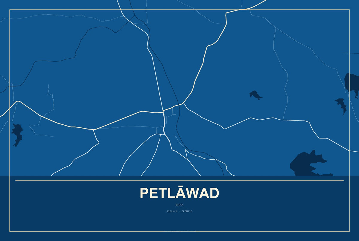 Petlāwad, India City Map Aluminum Sign in Harbor Cobalt style