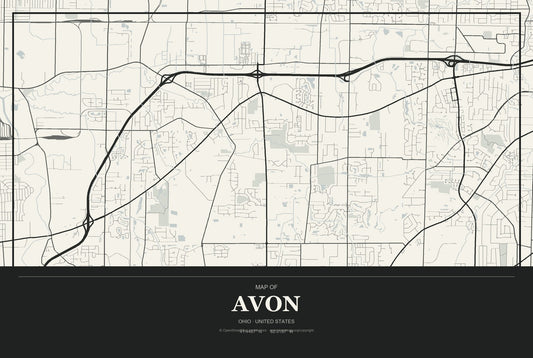 Avon, Ohio City Map Aluminum Sign in Museum Plaque style