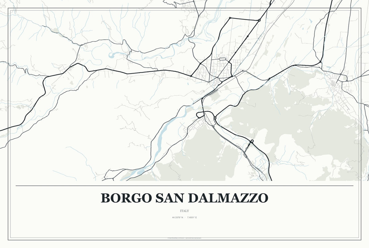 Borgo San Dalmazzo, Italy City Map Aluminum Sign in Gallery Air style
