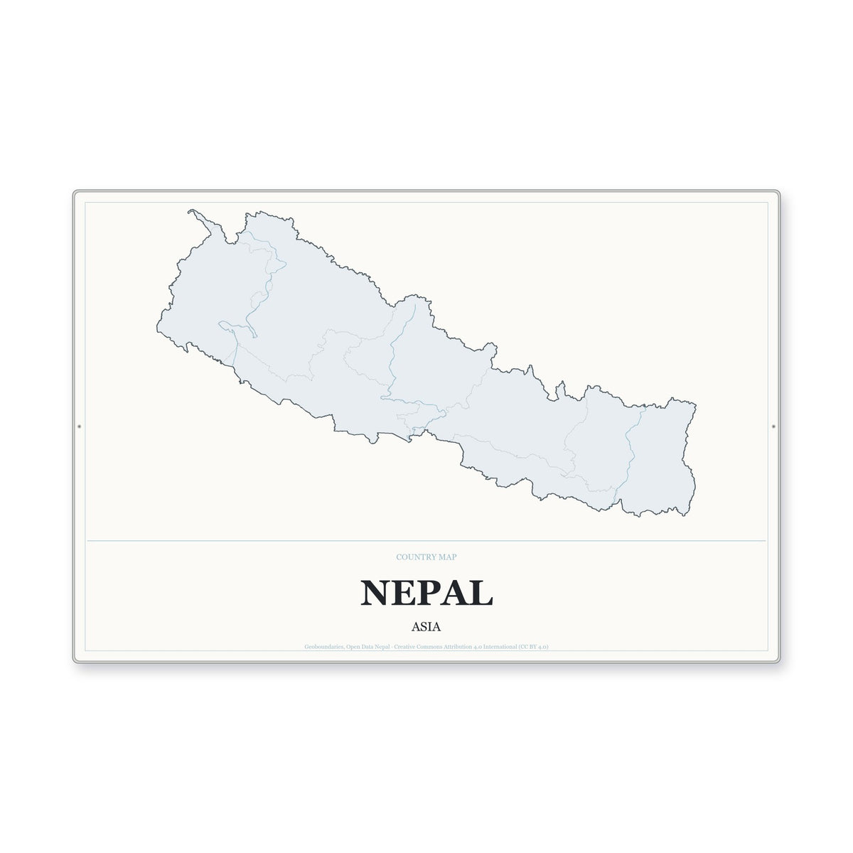 Nepal Country Map Aluminum Sign in Gallery Air style