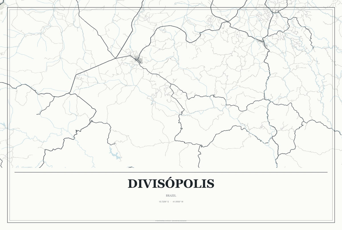 Divisópolis, Brazil City Map Aluminum Sign in Gallery Air style