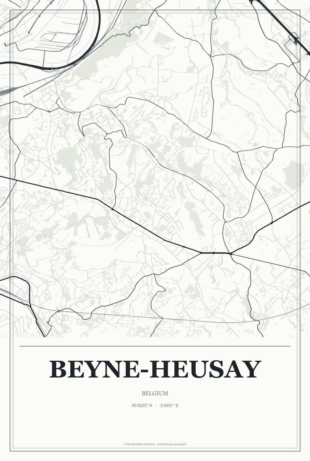 Beyne-Heusay, Belgium City Map Aluminum Sign in Gallery Air style