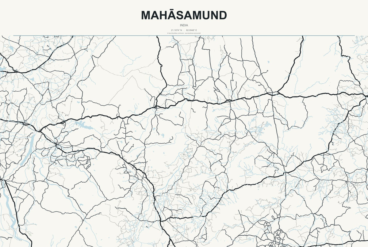 Mahāsamund, India City Map Aluminum Sign in Headline Atlas style