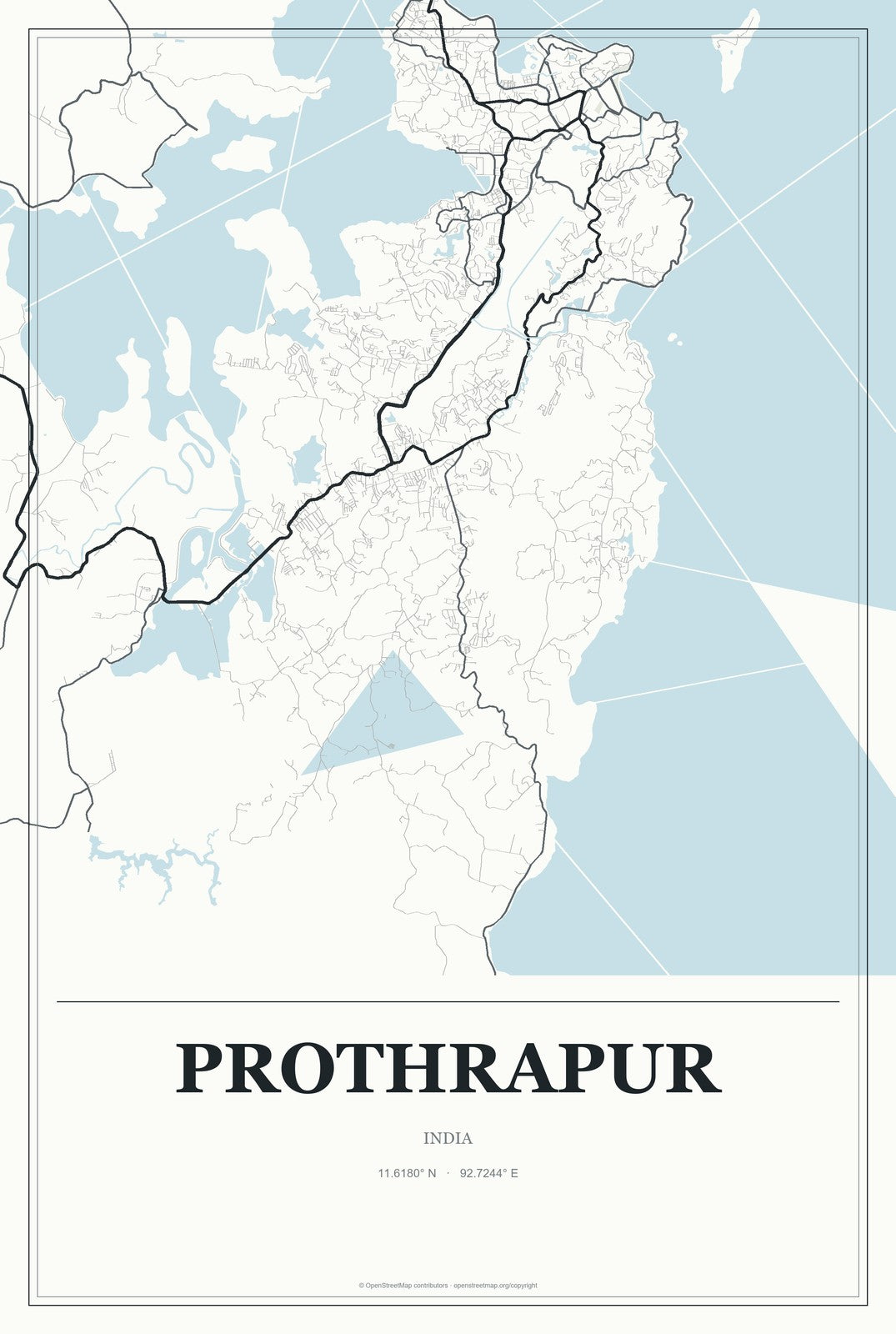 Prothrapur, India City Map Aluminum Sign in Gallery Air style