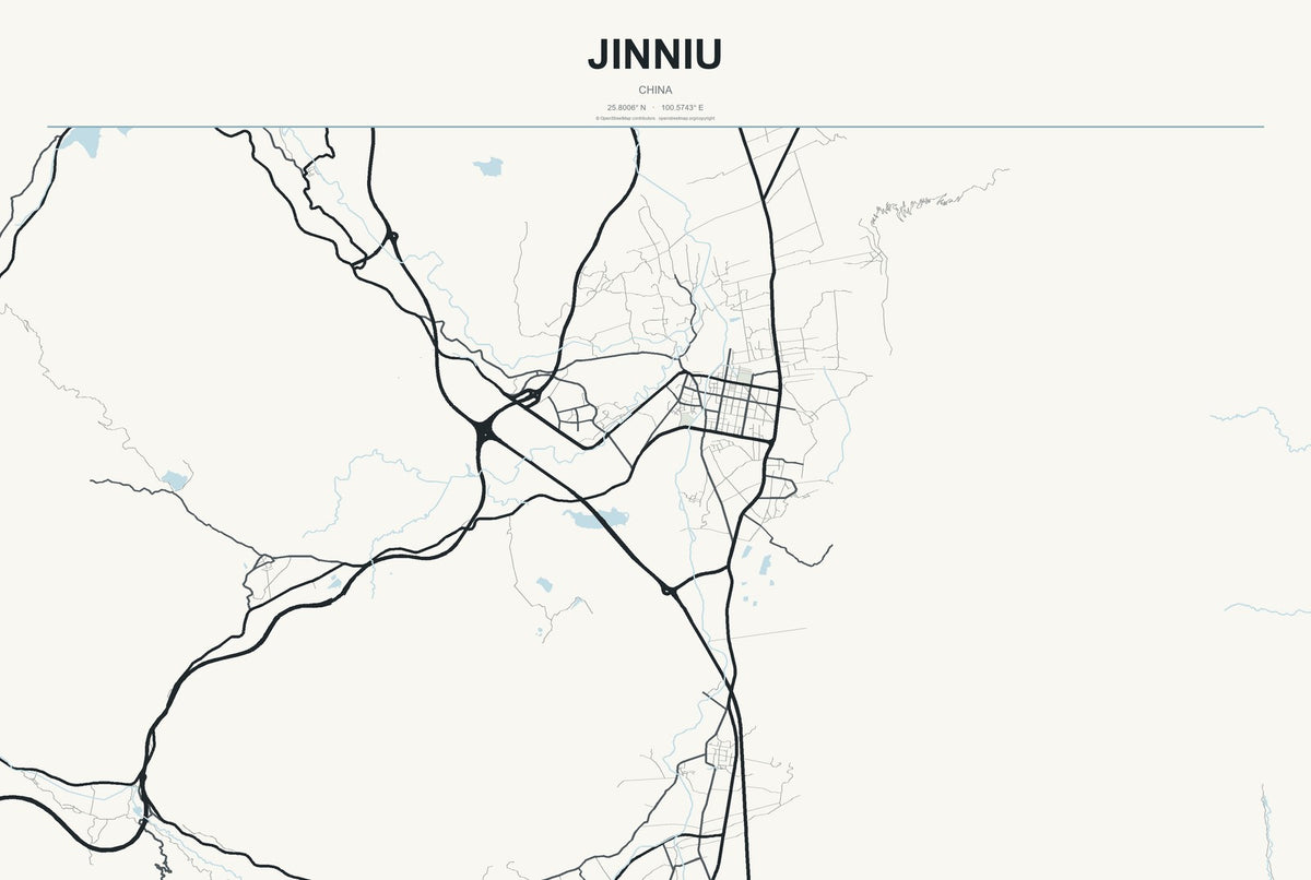 Jinniu, China City Map Aluminum Sign in Headline Atlas style