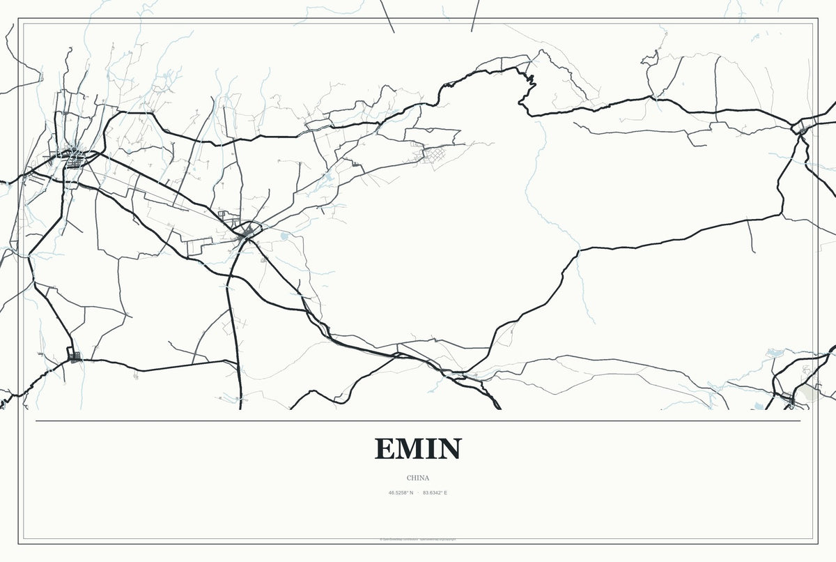 Emin, China City Map Aluminum Sign in Gallery Air style