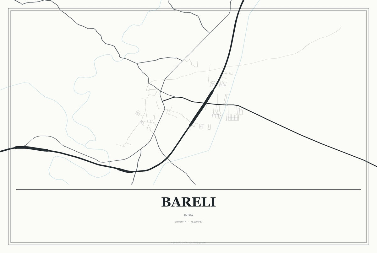 Bareli, India City Map Aluminum Sign in Gallery Air style