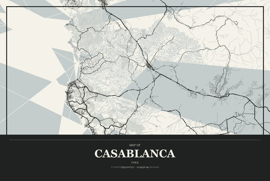 Casablanca, Chile City Map Aluminum Sign in Museum Plaque style