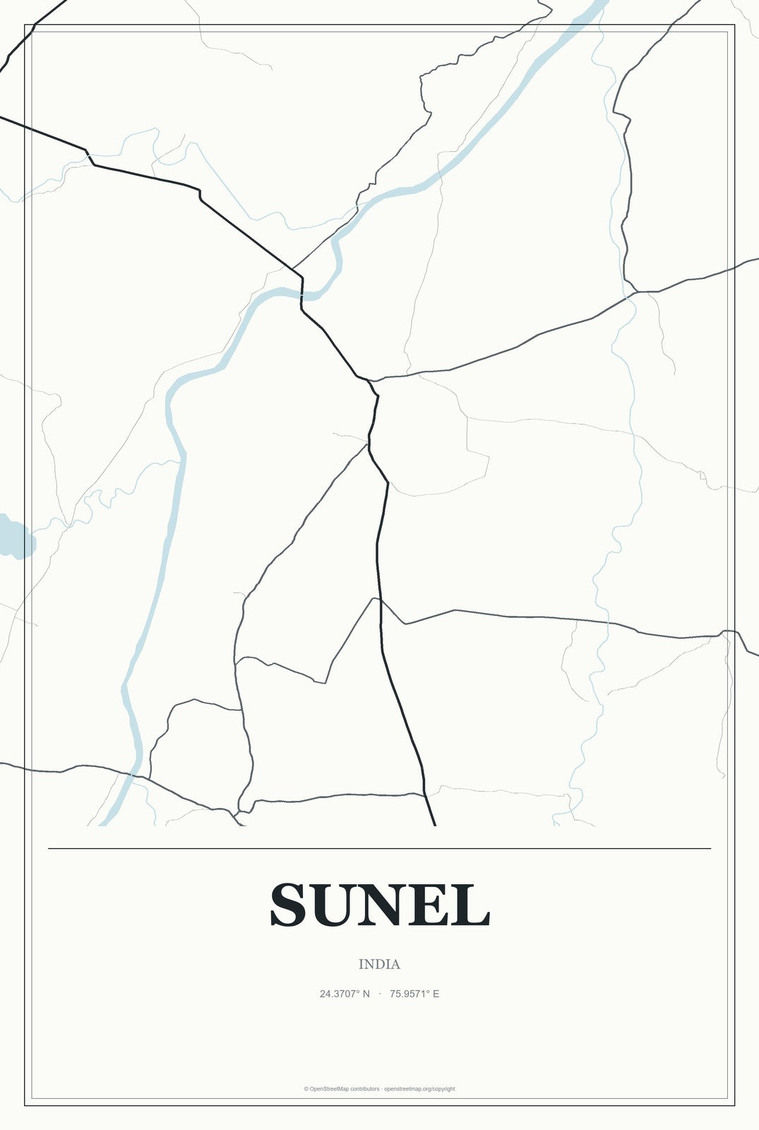 Sunel, India City Map Aluminum Sign in Gallery Air style
