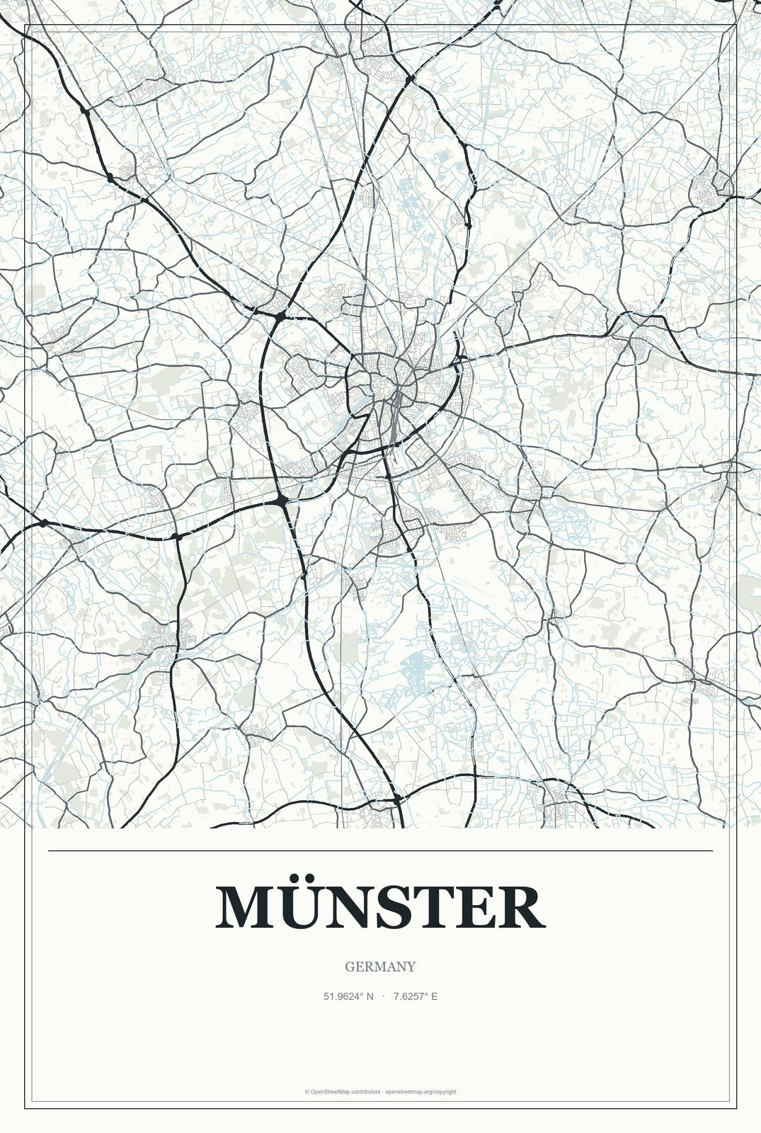Münster, Hesse, Germany City Map Aluminum Sign in Gallery Air style