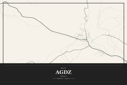 Agdz, Morocco City Map Aluminum Sign in Museum Plaque style