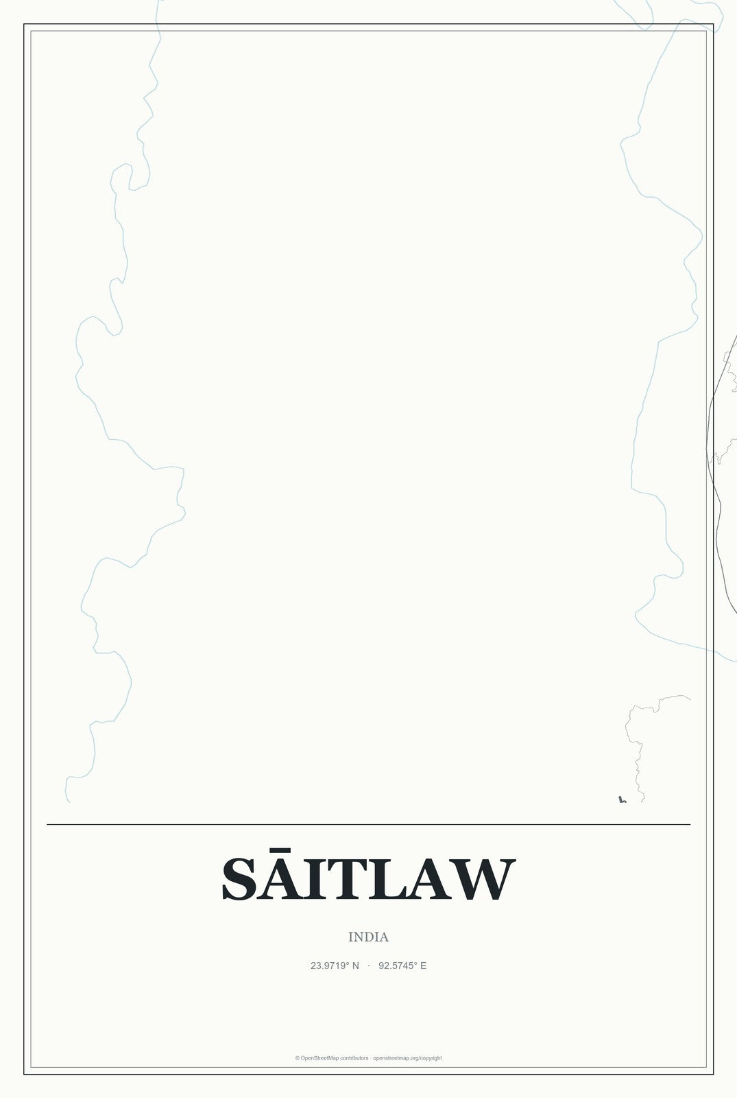 Sāitlaw, India City Map Aluminum Sign in Gallery Air style