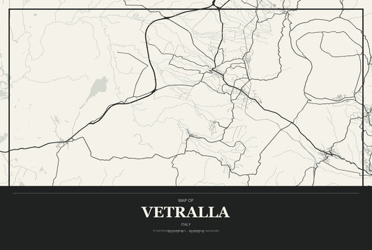 Vetralla, Italy City Map Aluminum Sign in Museum Plaque style