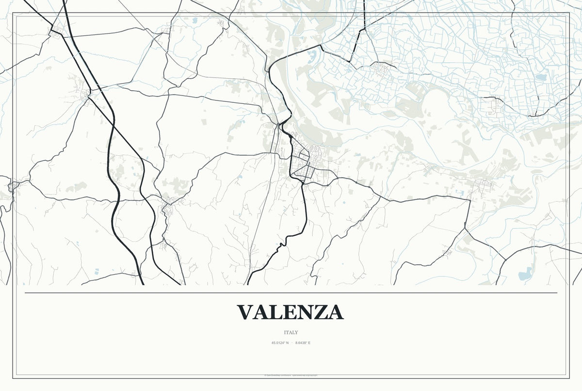 Valenza, Italy City Map Aluminum Sign in Gallery Air style