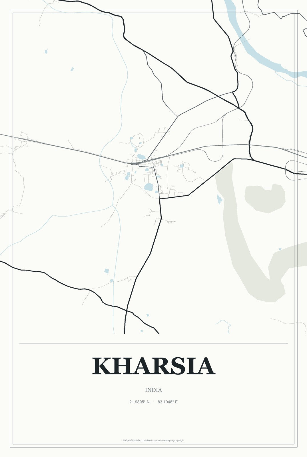 Kharsia, India City Map Aluminum Sign in Gallery Air style