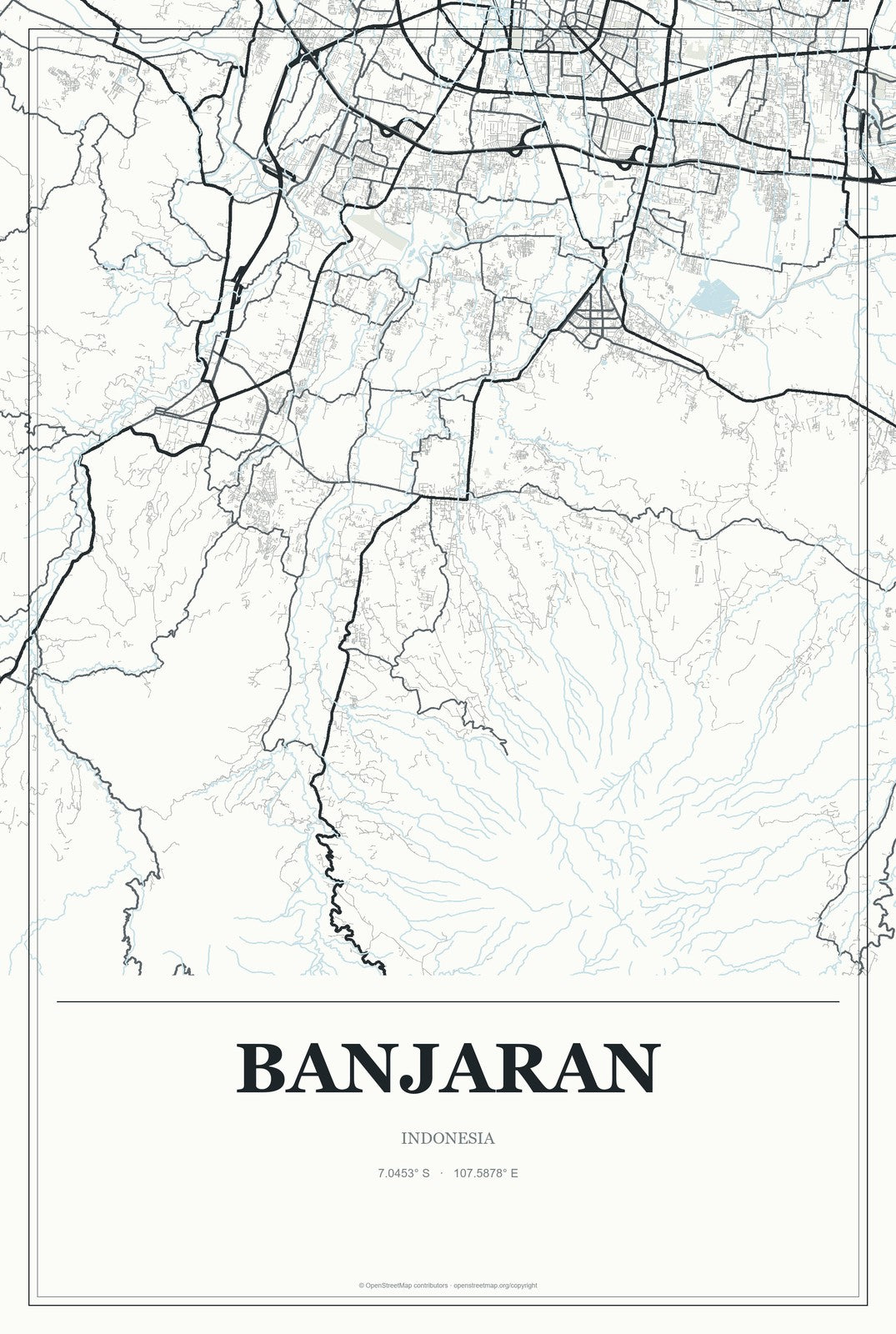 Banjaran, Indonesia City Map Aluminum Sign in Gallery Air style