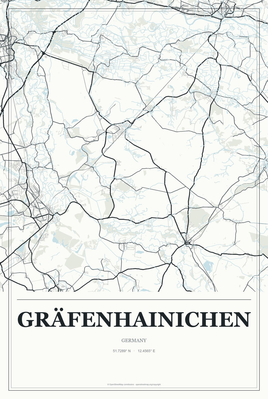 Gräfenhainichen, Germany City Map Aluminum Sign in Gallery Air style